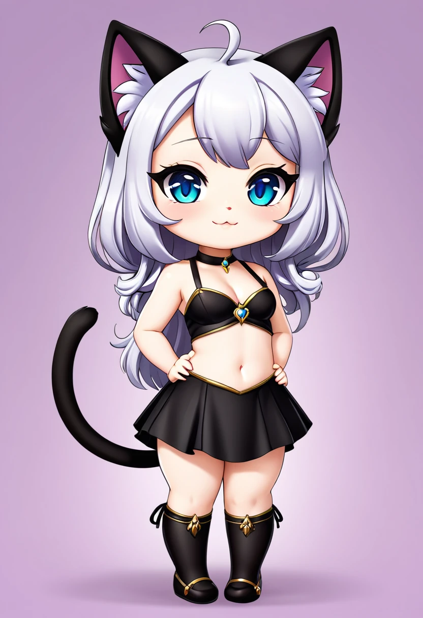 wonderfull woman in a shape of cat, chibi, fantasy