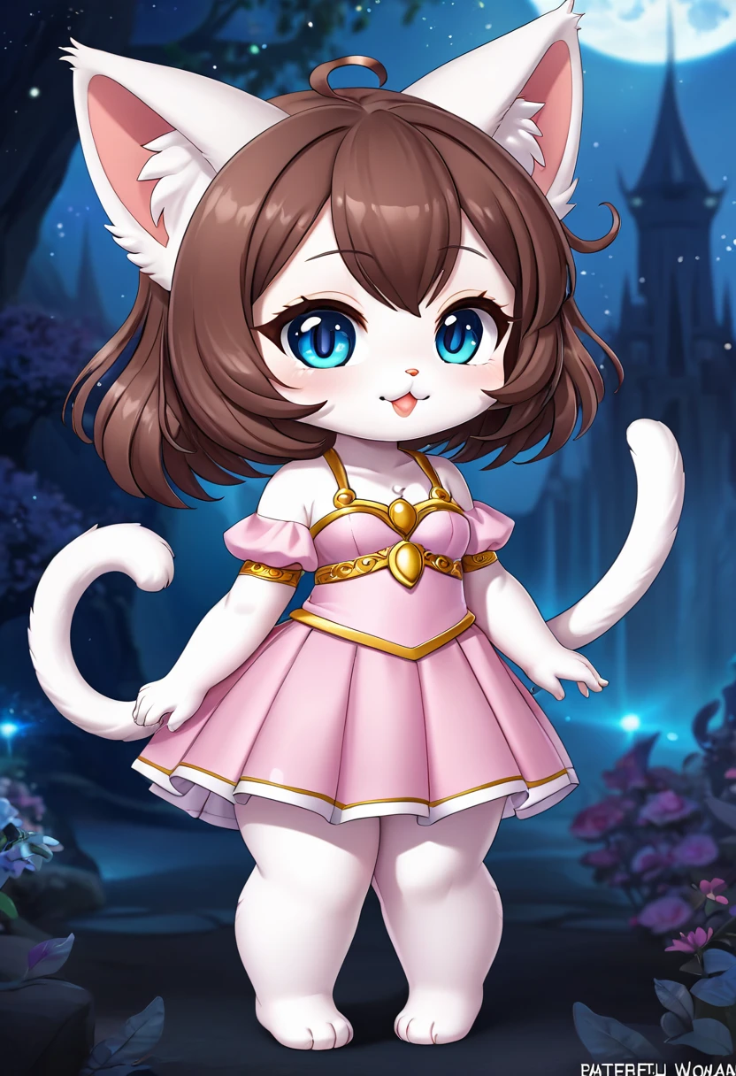 wonderfull woman in a shape of cat, chibi, fantasy