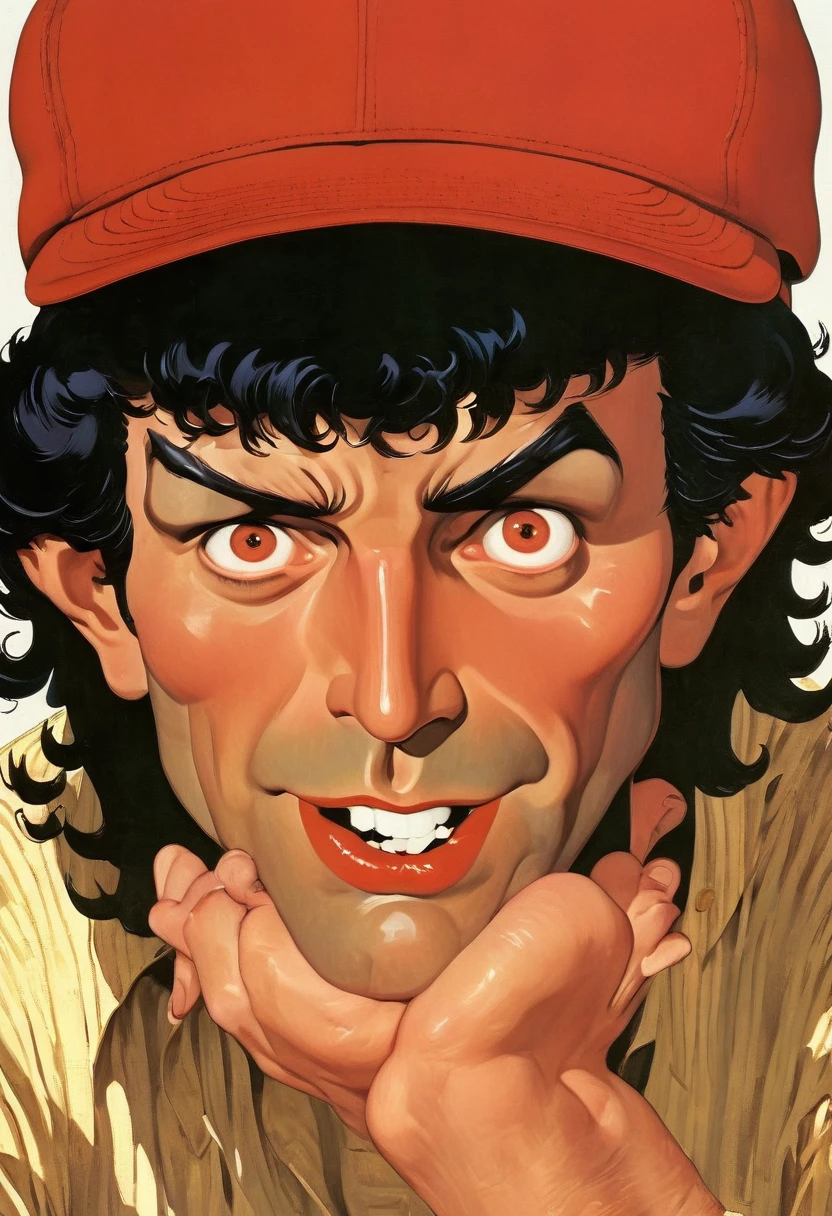 (masterpiece), best quality, expressive eyes, perfect face, a man get transformed into a MILF, solo, surpriced, blushed, black hair, long hair, red baseball cap, brown eyes, (full body), ecchi, nsfw