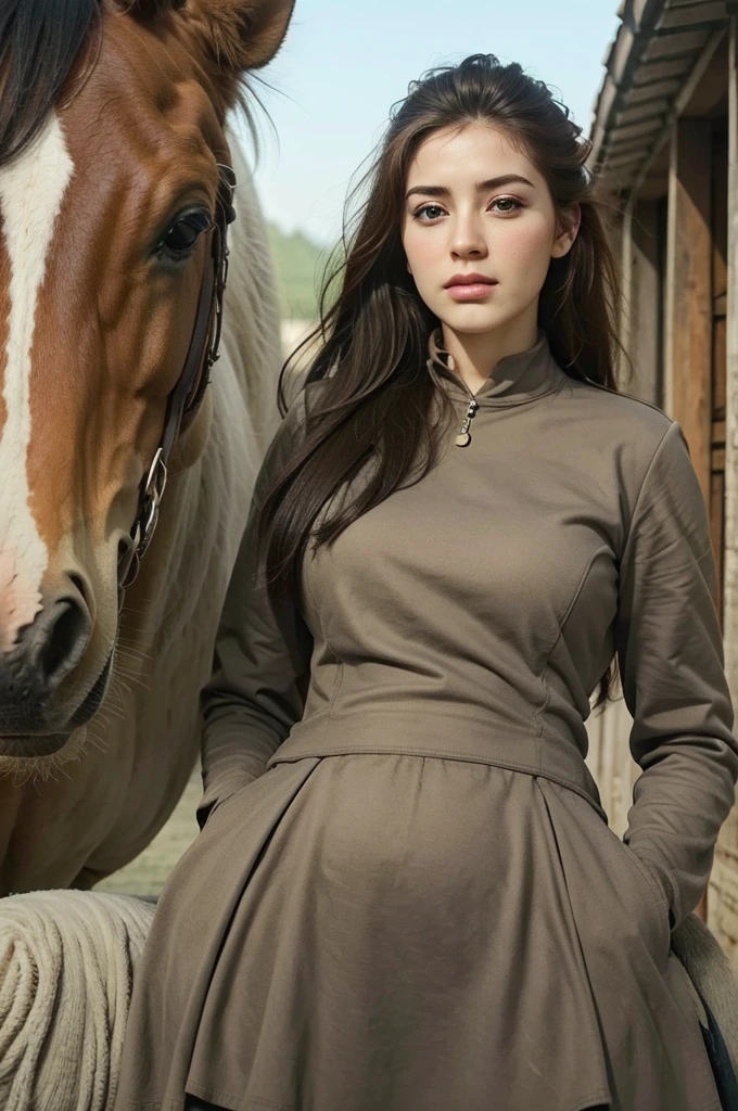 best quality, masterpiece, highres, , Horse riding outfit, stables , super gorgeous face, super gorgeous eye, super gorgeous hair, 