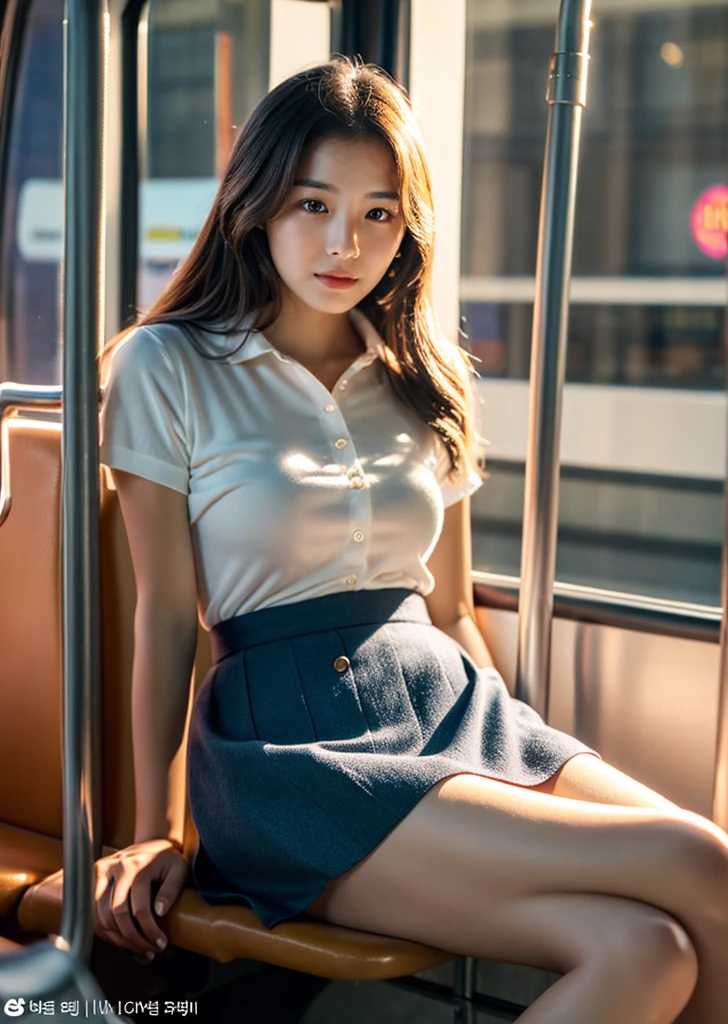 (16k, RAW photos, top quality, masterpiece: 1.2), (realistic, photorealistic: 1.37), 1 girl, Chinese, 19 years old, sailor suit, (open legs)), sitting on a crowded train, big, slender, crotch, full open legs, (round swing sexy mini skirt: 1.3), (white open shirt: 1.3), , See-through underwear, not wearing underwear