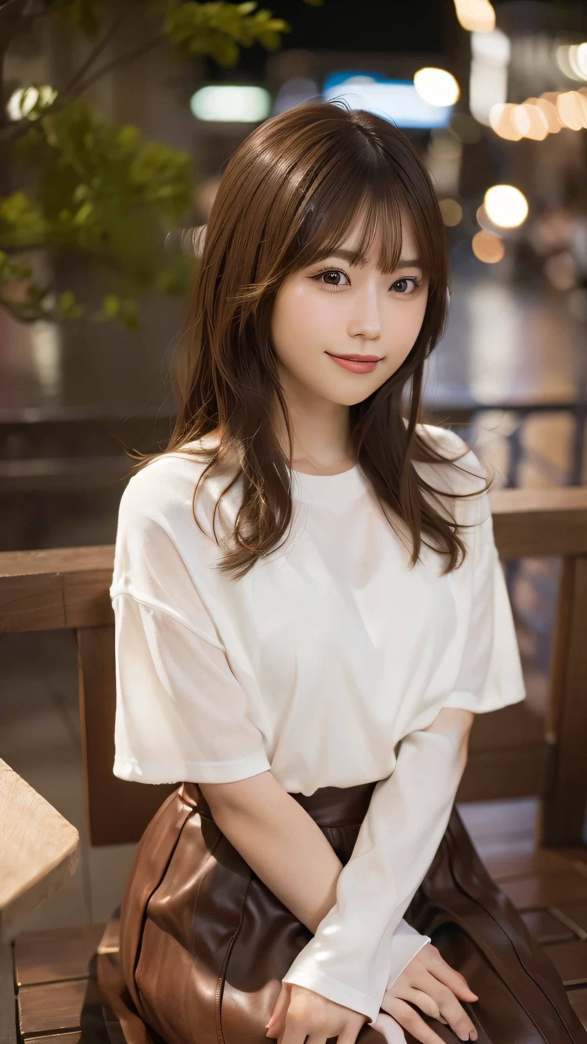 8K,Highest quality, Ultra-high resolution, (Realistic:1.4), RAW Photos, (Upper thigh:1.3, From the side:1.1), (Bokeh:1.4), (Suite Room),Waterside Cafe, 1 Japanese girl, cute, (alone:1.6), (A shy smile), (Dark brown eyes), Smooth Skin, (Brown medium hair,bangs), (Touching your hair:1.4),Nogizaka,garden,Fashionable clothes、Full Body Lesbian、:1.2:1.2