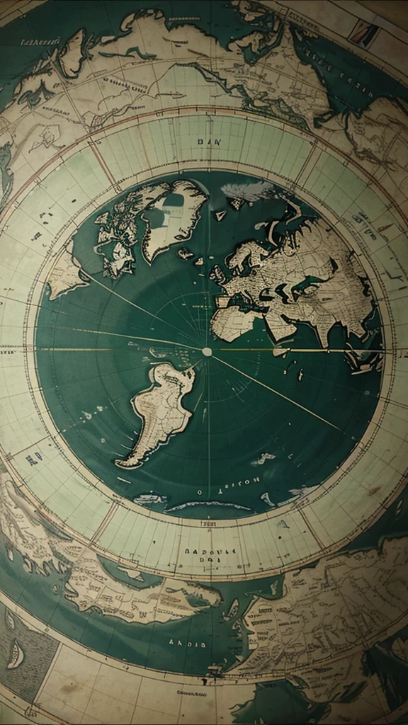 Flat earth map in green color
