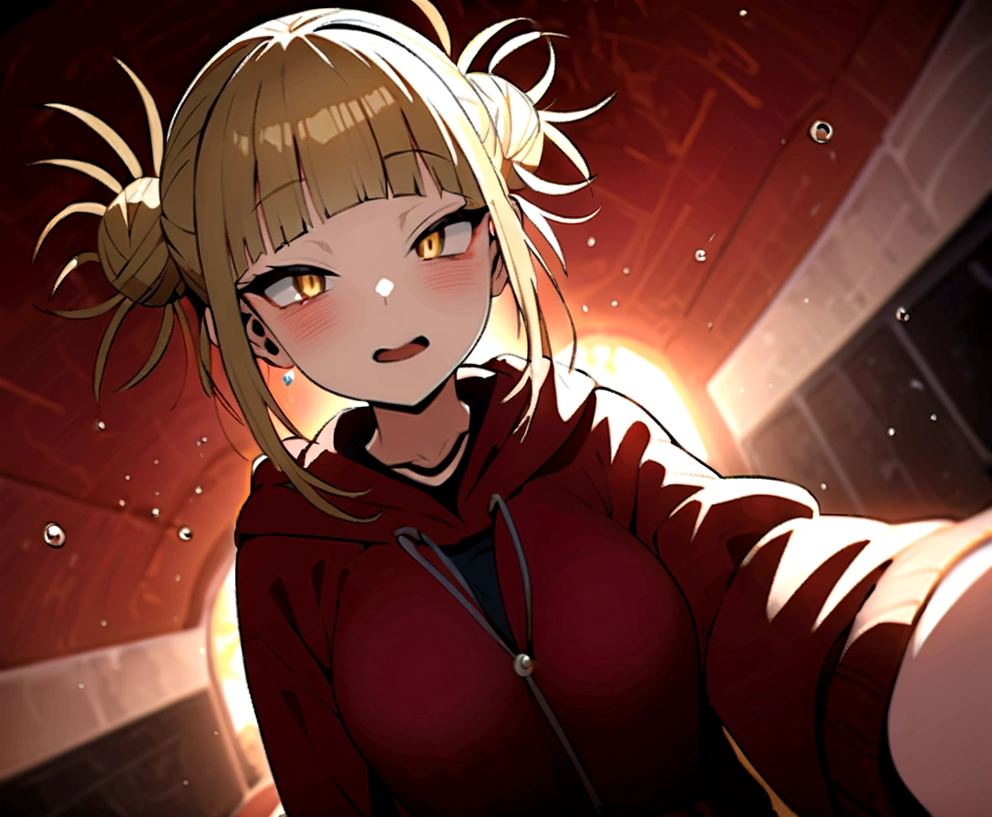 8K、Himiko Toga、Shining with a knife、Rain of blood、Slash with a knife、Dynamic Perspective、Blood droplets、Fisheye Lens、Himiko Toga、masterpiece