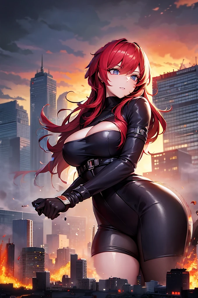 remove the woman and replace it with more of the burning city
