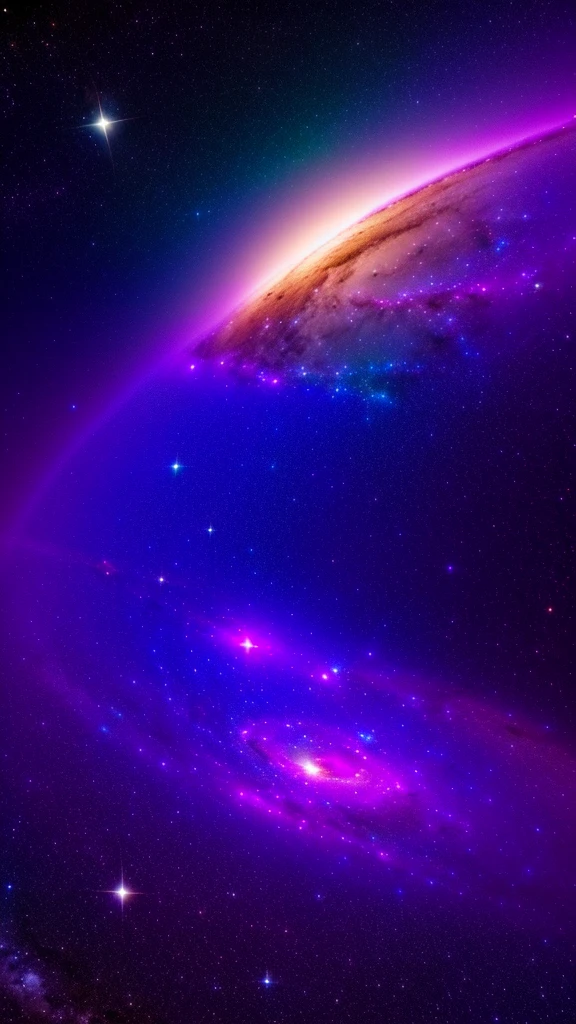 Photo of the galactic cosmos where the color purple predominates, without any character , only the infinite cosmos that exists in space the universe ,