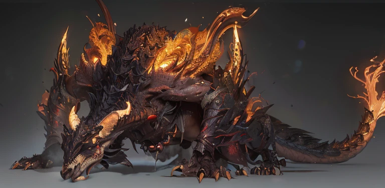 Hollywood level realistic special effects, four handed king, model, six legged, {gluttony}, Xing Tian, with a face on the , chaotic, long neck, wrist armor, crawling, spear leather, shining antelope horn, protruding spine, high shoulder, long bone spurs on the forearm, divine beast, Chinese mythology, domineering, hell, bone spurs, huge, well lit, hard focused, high-quality, artistic, detail, realism, realism, surrealism, expired movie appearance, posture, natural light, professional, clear structure, 3D rendering, realistic style, -- niji 6-- ar 2:1-