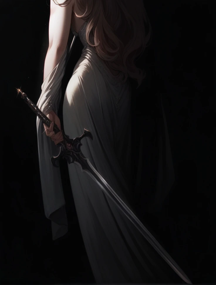 female beauty, beautiful dress, shiny sword, beautiful and soft skin, HD quality, 4K quality, digital art.