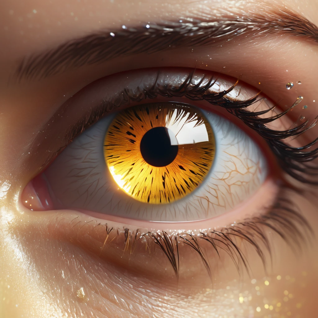 Eye crying diamond, hyperrealistic, 8K, photorealistic, masterpiece, cinematic lighting, volumetric lighting, dramatic lighting, vibrant colors, golden hues, glowing, ethereal, mystical, fantasy, digital art