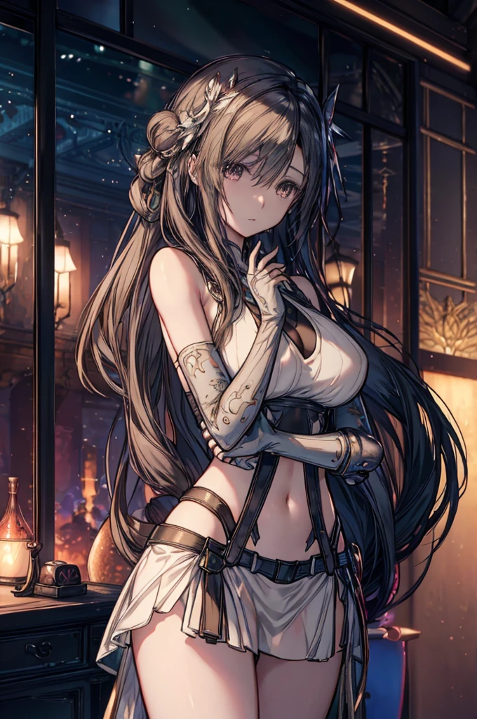 High resolution RAW color art, animation,Sculpture, Silver Marble Skin, (((Very detailed and elegant))), Magical atmosphere, Fine skin, texture,(Exquisitely crafted, Down to the last detail, Highly detailed art), Written boundary depth, Bokeh, Silky Touch, Hyper Detail, Matte Drawing, (Gear Factory), Neon Light, Look to the side,From the chest up、Tifa・ロックハート、Tifa、ff7