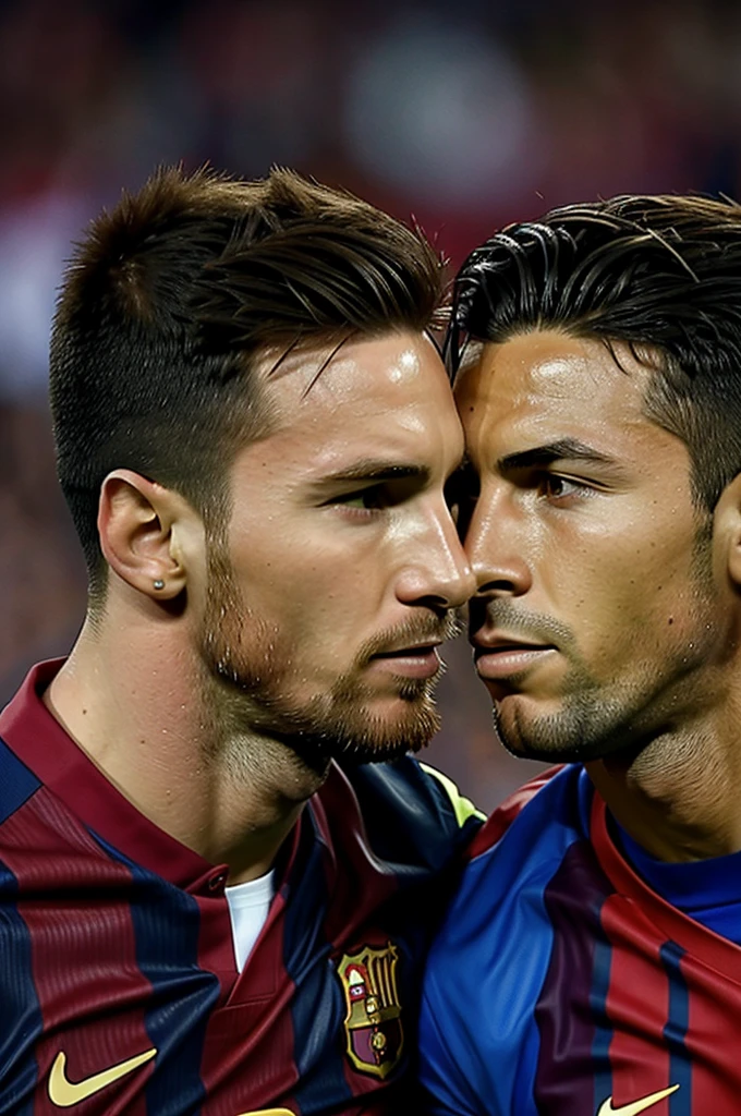 Messi and Ronaldo kissing

