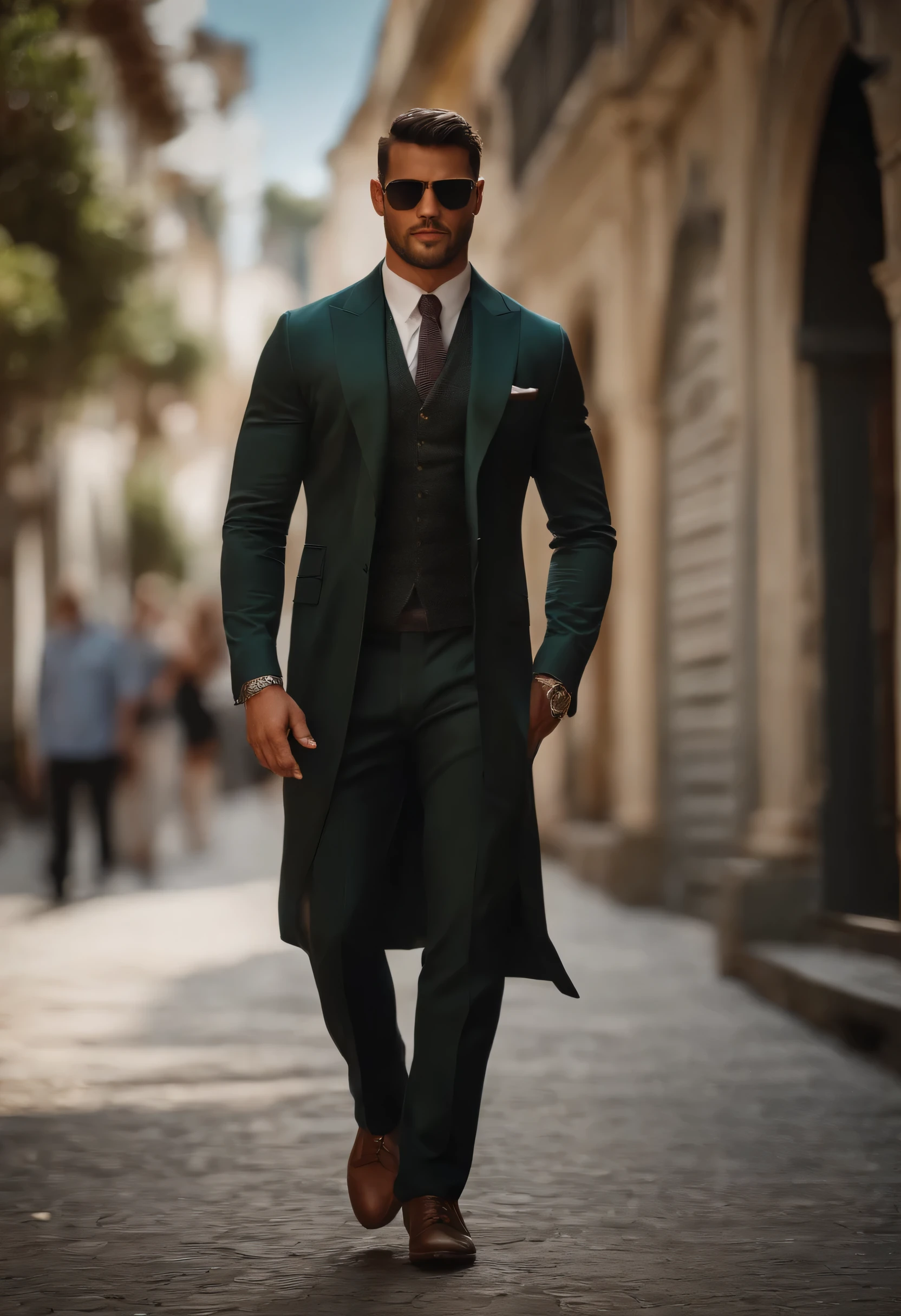 Handsome Brazilian man, 27 year old, 171 tall, 96 kilos, 1% of fat, perfect symmetrically muscular body, muscular chest, Beautiful oval and symmetrical face, shorth hair, Wide shot from head to toe. dressed casually, Strolling in Calsadão de Ipanema, photoshot, Masterpiece artwork, realisitic, 真实感, photoshotr真实感, hight contrast, Tendências de arte digital photoshotrrealisitic em Artstation 8k HD de alta definição detalhada e realisitic, detailded, texture skin, hiper detailded, textura de pele realisitic, armour, best qualityer, ultra high nothing, (photoshotrrealisitic: 1.4),, high resolution, detailded, photoshot crua, re sharp, por Lee Jeffries Nikon D850 Film Stock Photography 4 Kodak Portra 400 Camera F1.6 cores ricas em lentes Textura hiper-realisitic Textura dramática Tendência UnrealEngine no ArtStation CineStill 800.