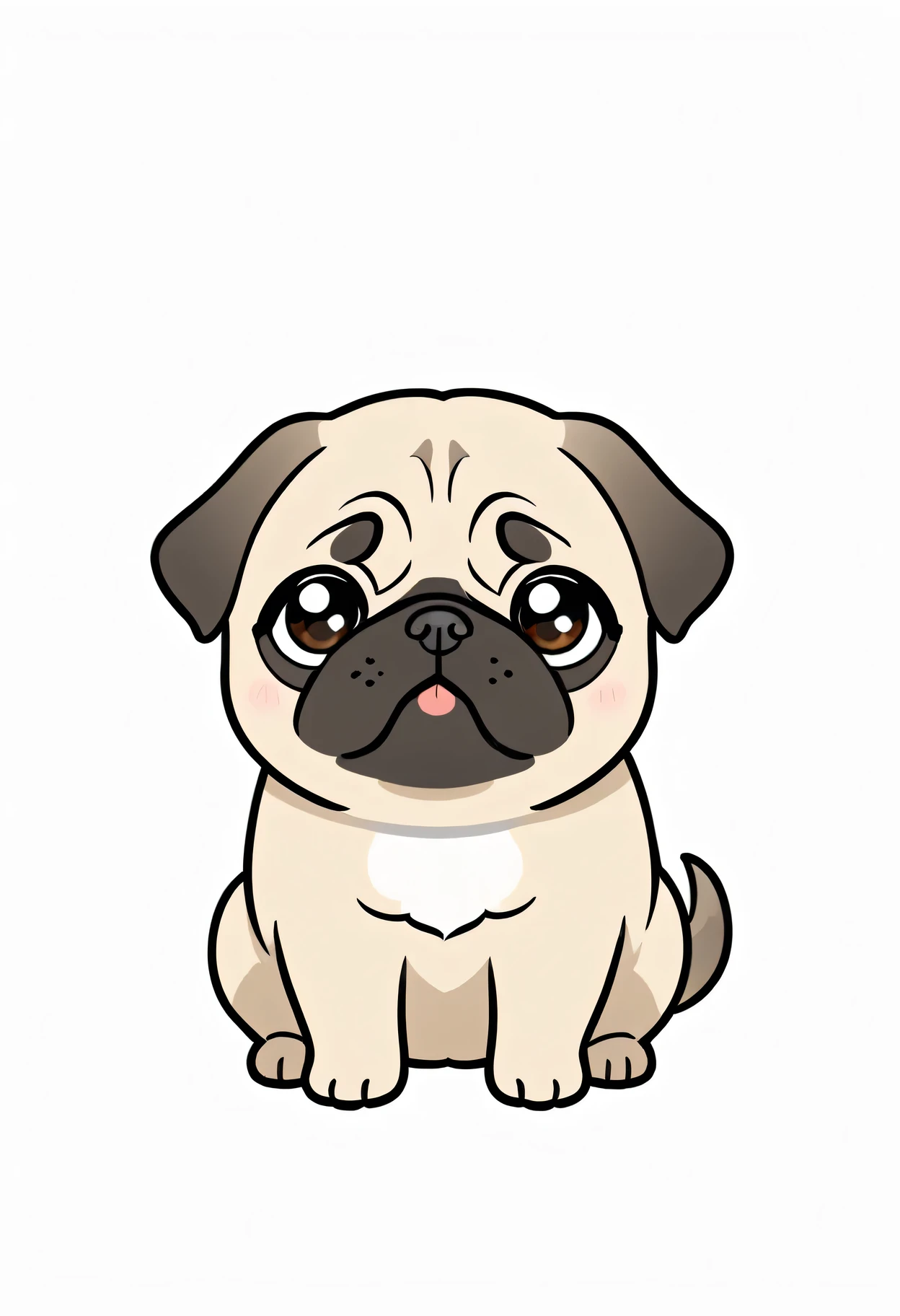 1dog only,simple,(white background:1.4),doodle,Pug,chibi
