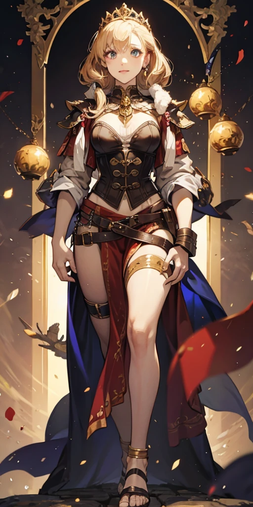 (masterpiece, 4K ,Super detailed:1.2), (anime:1), (Perfect quality), The whole body is shown, View Viewer, Female Swordsman, Muscular and ultra violent, Powerfully々And, RPG concept art character, Armor dress