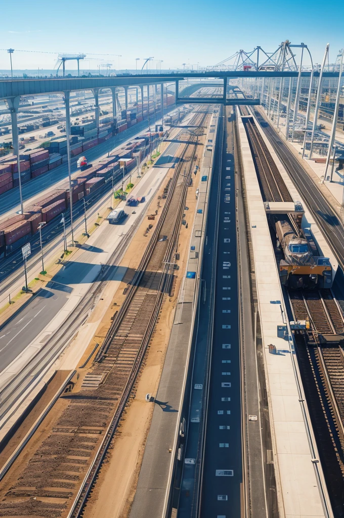 Create an image for the LinkedIn parter cover, themed: civil engineering projects, logistica, railway and ports