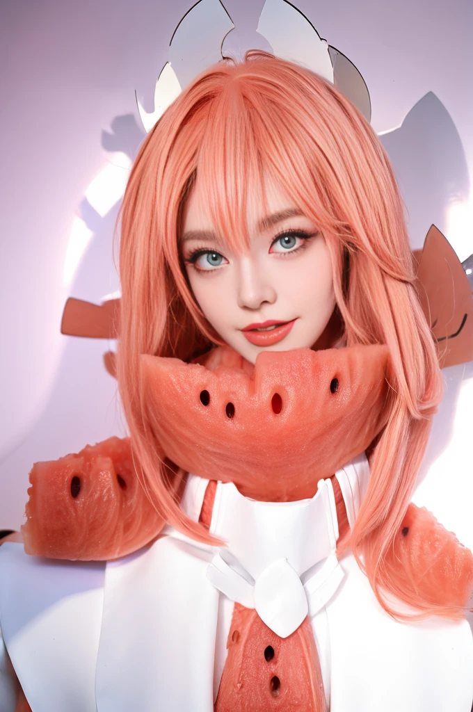 Beauty eats watermelon