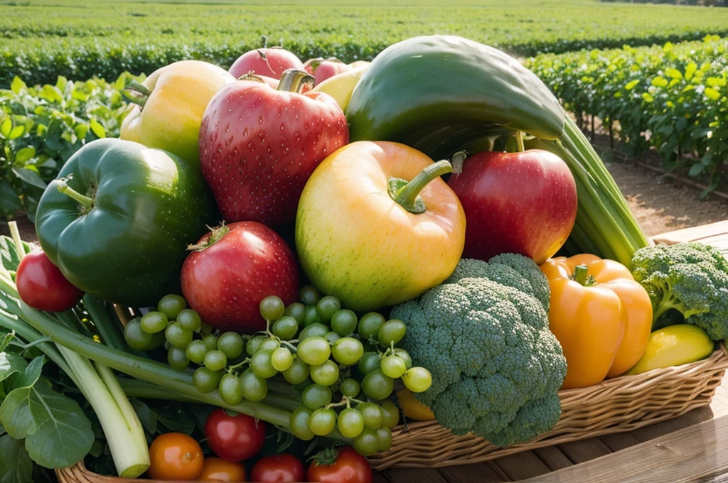 Fresh fruits and vegetables grown on the land