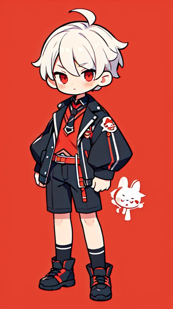 Vtuber model limbs , vtuber model , vtuber character sheet sketch , male , shota , cute , black and red clothing , blood