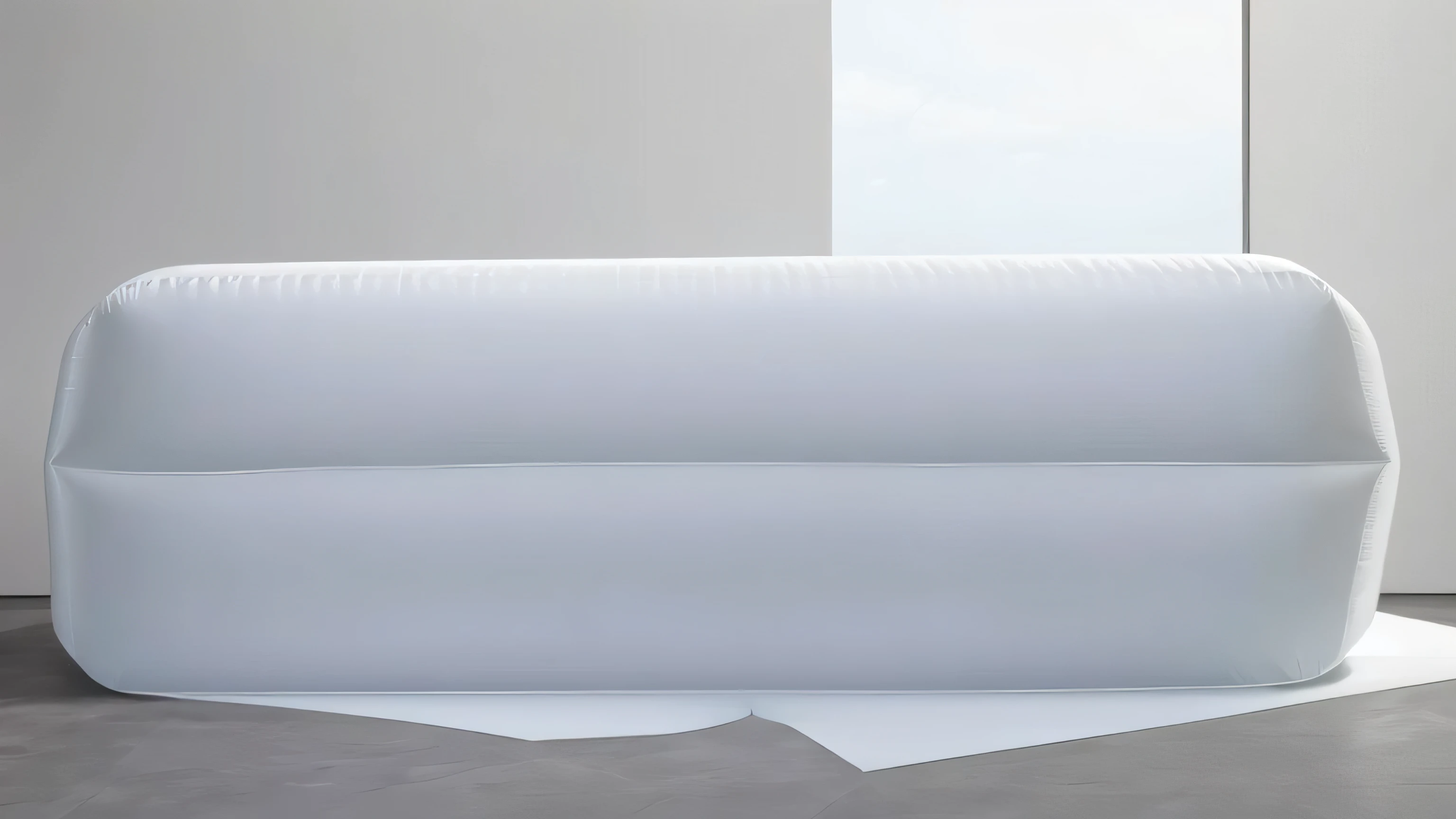 A wall composed of inflatable blocks,Front view,Realistic of a inflatable installation in the shape, white inflatable plastic film material, wrapped in a white polyester sheet. close-up,,minimalist, most best quality,32K Ultra HD, super detail, best quality, highres, high details,Top view
