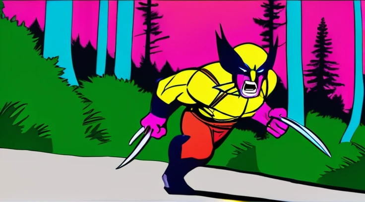 Big-time Wolverine in the forest running away 4k running away like a weapon x