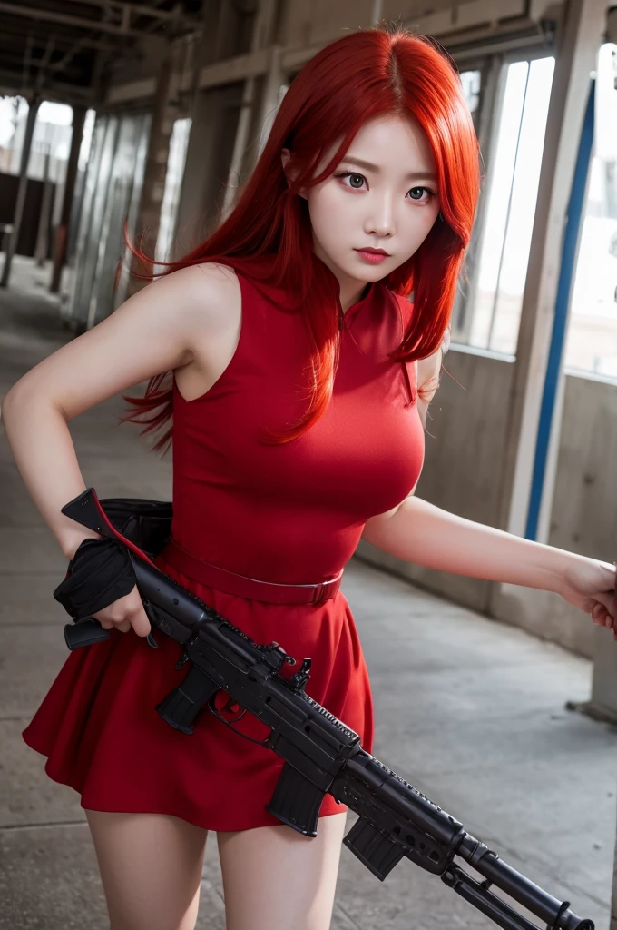 Beauty　Red Hair　Red eyes　Red dress　Combat readiness　Overseas is scary