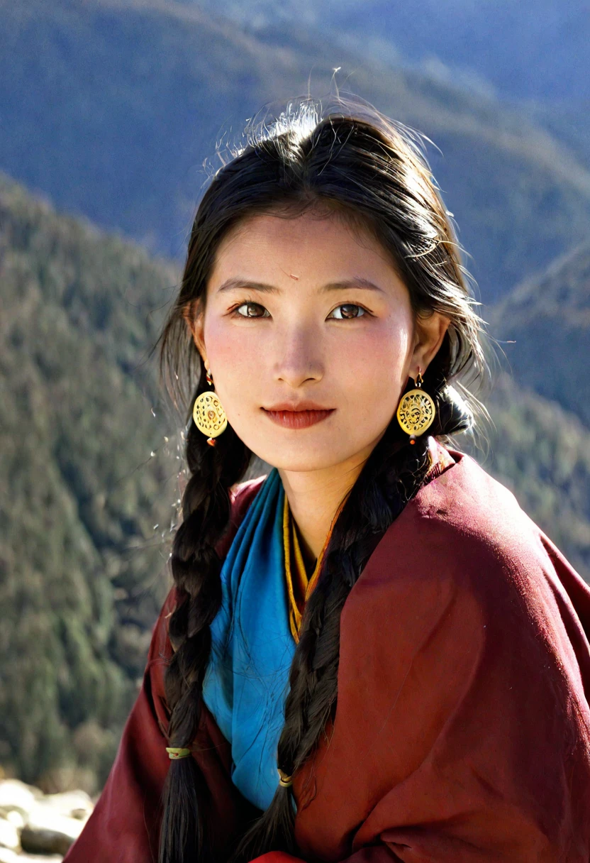 Bhutanese woman in traditional Bhutanese teunue in Paro in the heart of Bhutan