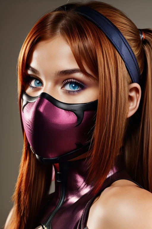 ((Masked))(best quality), high resolution,Asuka Langley Soryu, Beautiful Pretty Mixed German Babe, (Beautiful face), sexy lips, Auburn Twin Tails plug headband Hairs, intense gaze, tught plugsuit, dark blue detailed beautiful eyes, combine realism and anime influence,
