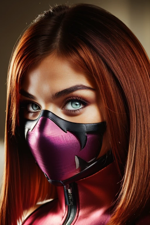 ((Masked))(best quality), high resolution,Asuka Langley Soryu, Beautiful Pretty Mixed German Babe, (Beautiful face), sexy lips, Auburn Twin Tails plug headband Hairs, intense gaze, tught plugsuit, dark blue detailed beautiful eyes, combine realism and anime influence,
