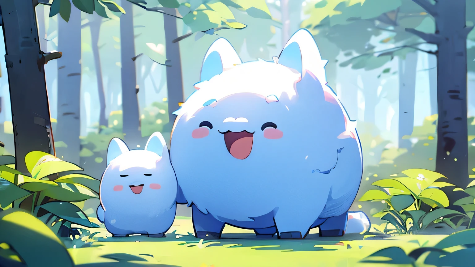 cute forest with cute happy animals