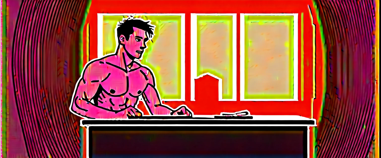 a muscular 40 year old Caucasian man, naked in front of a classroom, with several boys staring at him, big dick, public humiliation, embarrassed, detailed face, beautifully detailed eyes, highly detailed skin, extremely detailed body, photo realistic, cinematic lighting, dramatic shadows, masterpiece, award winning photography