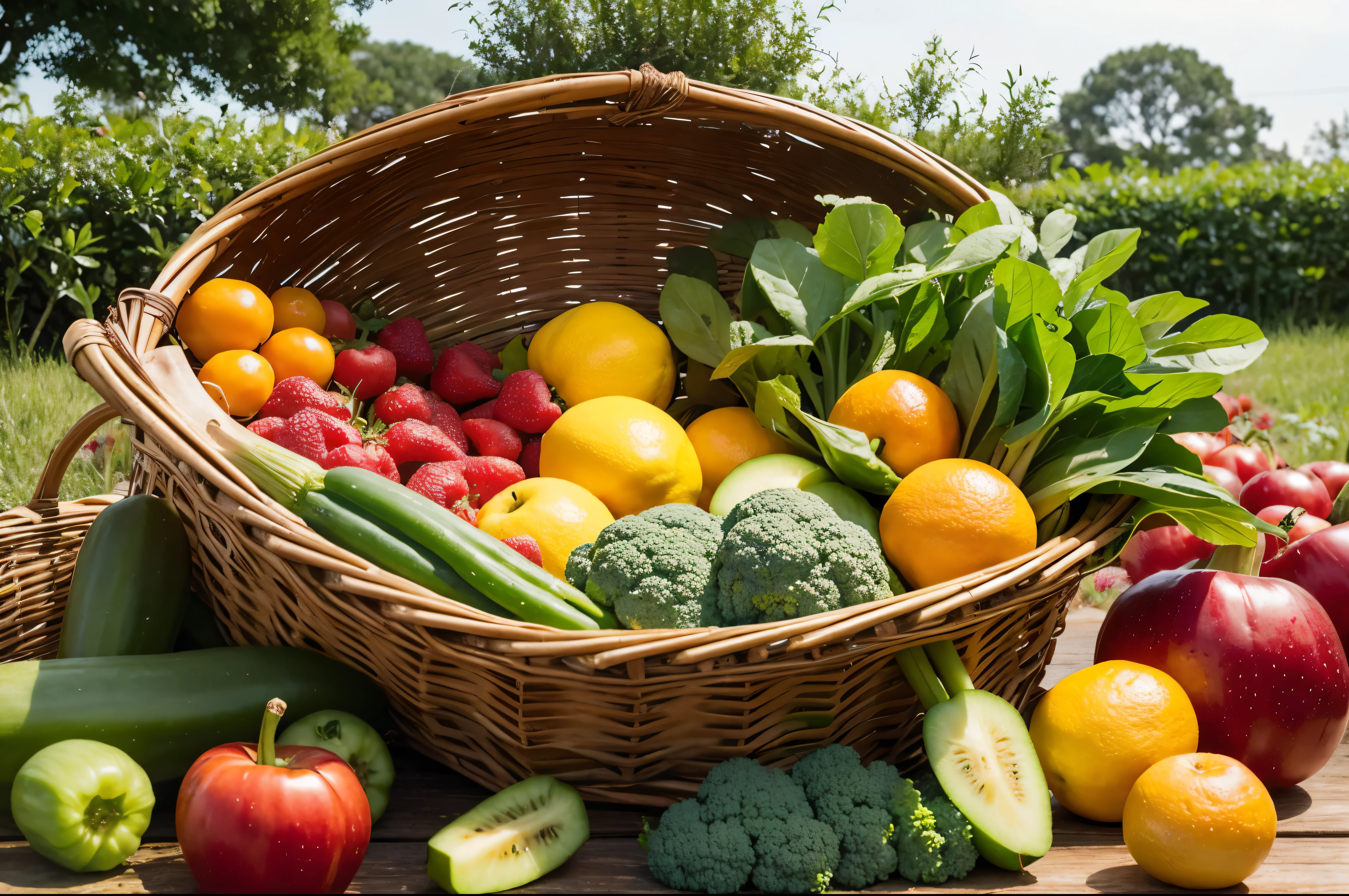 Fresh fruits and vegetables grown on the land