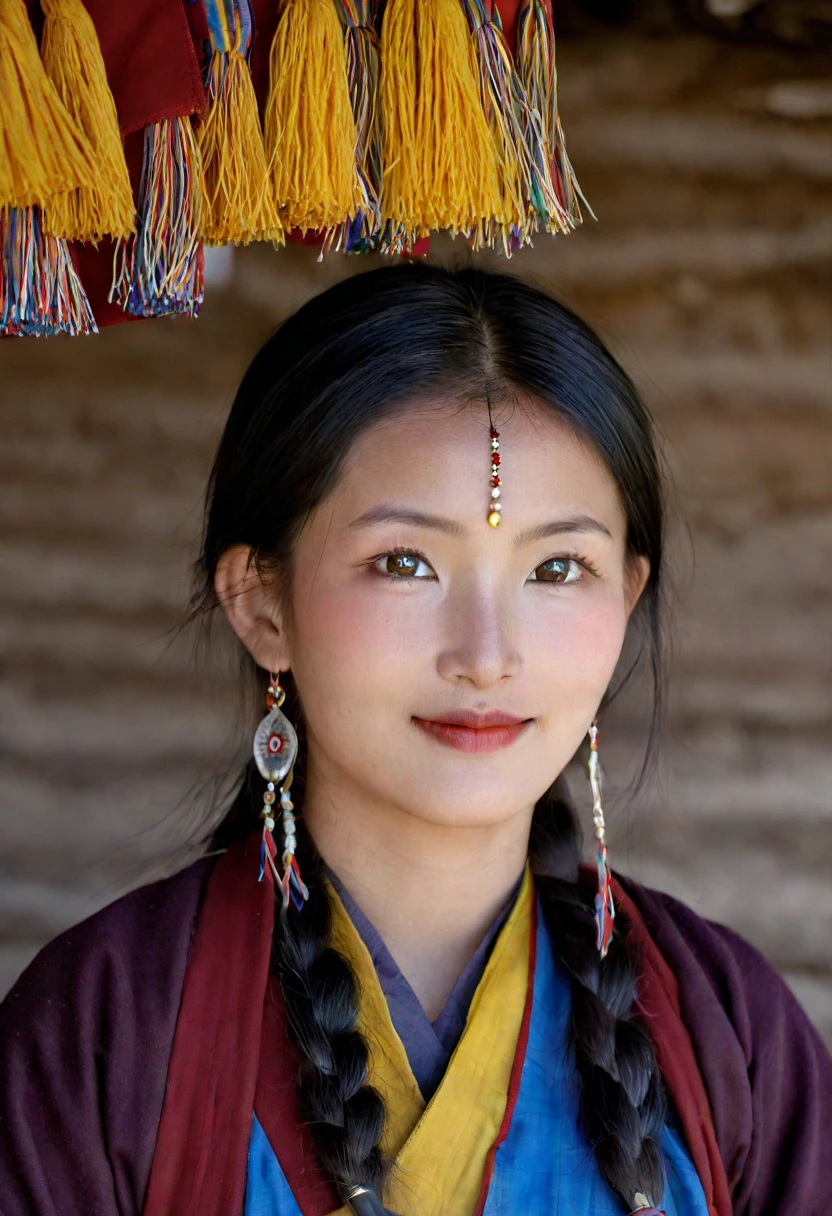 Bhutanese woman in traditional Bhutanese teunue in Paro in the heart of Bhutan