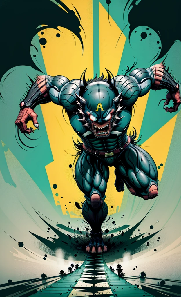 Wolverine running away in the swamp