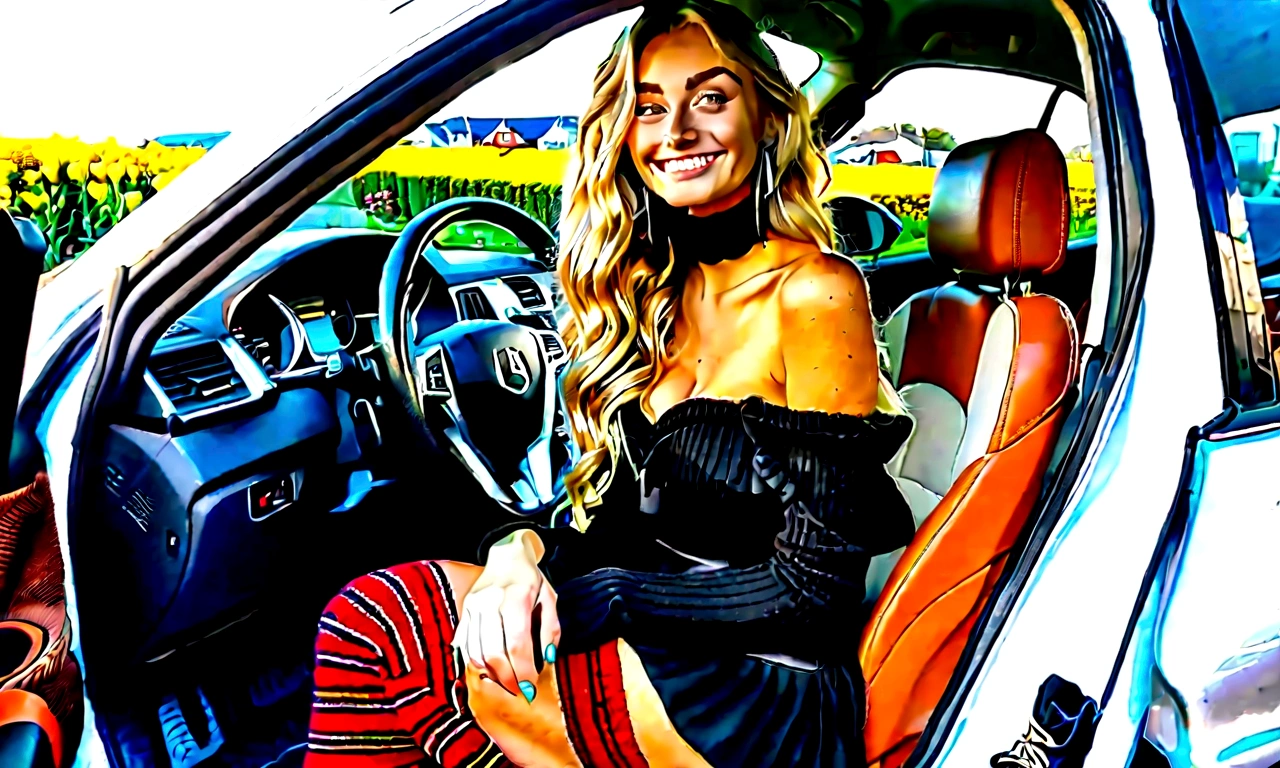 3 girls, long blond hair , 22 years old, inside car, influencer, beauty ,, black dress, curvy, ,fat legs, makeup,, sitting on car ,
socks and boots, smiling, no effects, selfie , iphone selfie, no filters , iphone photo natural