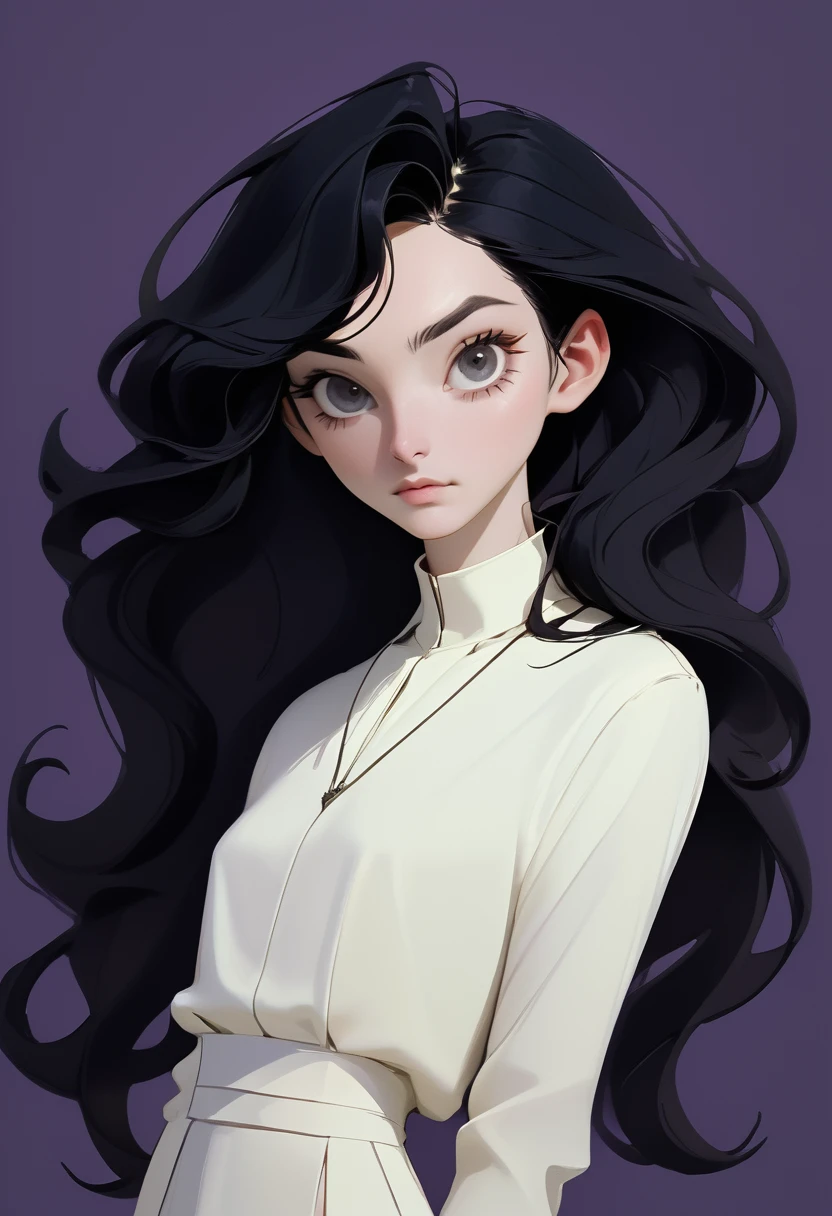 (Androgynous person), (white skin, pale skin), (long hair, black hair, loose hair, wavy hair, hair framing the face), (oval thin face, V-shaped chin), (hollow cheeks), (mysterious dark eyes), (arched brows), (((big hooked nose))), (close view, bust), (sorcerer clothing), (PERFECT ANATOMY)+++