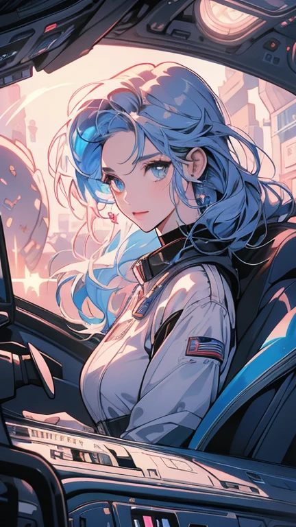 One beautiful woman, inside a spaceship, perfect machine, spacesuit, looking at camera, perfect face, zero gravity, outer space, lots of wires, switchboard, perfect and detailed machine, robot, detailed hair, (((Various angles))), cockpit, most beautiful woman alive, head shot , Super detailed background, top quality, Unique and beautiful eyes, Various unique hairstyles, Ghost in the Shell, Long shot, Panorama, (((Various eye color))), Various hair color, sparkling eyes,Outer space in the background, Unique and perfect face, Pale Lighting, shoot from above, (((ground level shot))), pink