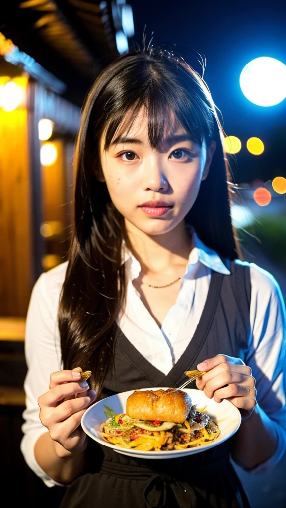 ((best quality)), ((masterpiece)), (detailed), perfect face
beautyfull asian girls eating some traditional food from indonesia,
with background bright light of big moon