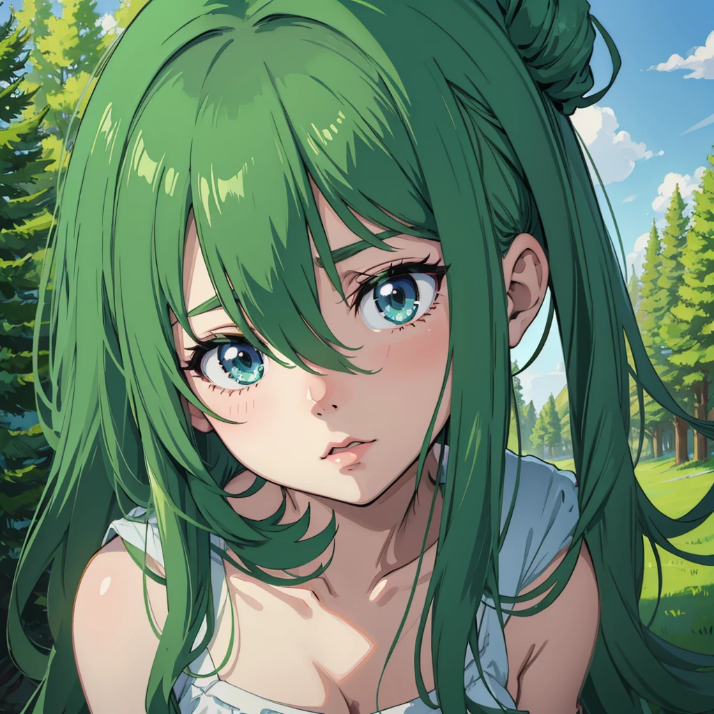 Clear brook,Surrounded by lush gardens。in the center of the garden,Elementary school girl wearing cool summer clothes standing near the flower bed。she has long green hair and emerald green eyes,like々Create a fun atmosphere。The sun shines through the gaps in the leaves, cast colorful spots,shine in her eyes,Reflecting the crystal tears falling on my cheeks。she is crying quietly,
her clothes are neat and fresh,Close-fitting white top reveals flat chest,Pointed nipples stick out a little。彼女は透明なwhite pantiesーを履いています,Gently adjusts the body line。when she cries,she hid her breasts with her hands,full of embarrassment and embarrassment。under the sun,her body seems to be floating in the air,Exudes a mysterious and charming charm。
This image is displayed in the highest possible quality,In 4K、8K delicacies,extreme details。The light effect is natural and realistic,people々々々々~~~give an immersive feel to。The whole painting has a sculptural effect....,Demonstrate professional artistic skills。the colors are bright and vivid,Set contrast and saturation boldly,Make the whole picture more vivid and interesting。The background lighting is elegant and soft,Create a warm and calm atmosphere。
Get on all fours and raise your ass、Open your mouth and stick out your pink tongue、white panties、give a blowjob