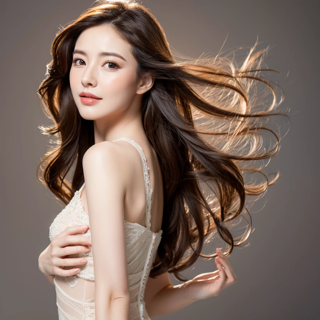 Beautiful mature woman with wavy long hair, she is alluring, Ultra-high resolution,(Realistic:1.4), ((Highest quality)), ((masterpiece)), (be familiar with),