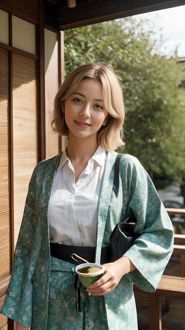 High Resolution, masterpiece, 1girl, alone, best quality, realistic,
blond hair, short hair,
(Pose: The woman is standing outdoors, holding a bowl of green tea dessert with one hand and a spoon in the other, ready to take a bite. She is slightly angled towards the camera, giving a candid and natural look.)
(Angle: The angle is a mid-shot, focusing on her upper body and capturing the background details of a traditional Japanese street. The lighting is soft and natural, highlighting her and the surroundings beautifully.)
(Expression: She has a pleasant and slightly surprised expression, with her mouth slightly open as she looks at the camera. Her expression adds a sense of spontaneity and charm to the scene.)
(Outfit: The woman is dressed in a beautiful floral-patterned yukata (a casual summer kimono), with a green obi (belt) tied around her waist. She carries a matching green kinchaku (traditional Japanese drawstring bag), complementing her outfit and adding to the authenticity of the scene.)
(sexy woman), (20 age old), evil smile , aroused, gros seins couverts, regard magnifique, cheveux blonds, 25 ans, jeune femme 4K, HDR. (James C. Christensen:1.2|Jeremy Lipking:1.1), fit, sporty, Amazonian structure, muscular physique, Muscular arms, erotic beautiful body of a queen,
(Dynamic camera:1.2), (masterpiece), (best quality:1.2), Intricate detailing, Skin deepening
(Very detailed skin:1.2), shadows, contrast, cinematic lights ultra high resolution, Kodak vision colors, extremadamente detallado, Realistic, maximum details, real life, fotorrealismo, 8K UHD, 4K, ultra-detailed,