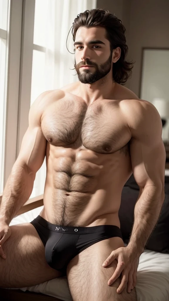 Sexy hairy man in underwear