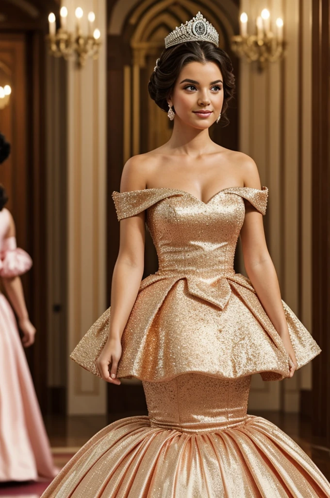 A princess with a beautiful ball dress
