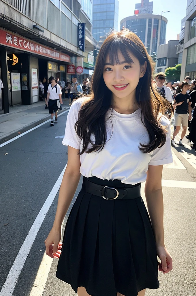 ultra best quality、masterpiece、超A high resolution、(Photorealsitic:1.4)、the Extremely Detailed CG Unity 8K Wallpapers、Detailed and complex、original、hight resolution、Raw foto、(perfect body type)、Detailed and complex,、Digital SLR、softlighting、hightquality、film grains、depth of fields、fujifilmxt3、50MM lens、back lighting、HDR、hyper realstic、Color Grade、dynamicposes、portlate、japanes、a smile、s lips、bangss、(Crowded Akihabara:1.2)、Front view View viewer、natural soft light、girl with、20yr old、full bodyesbian、solo、 pupils、sailor collar、Bobby Socks、pleatedskirt、daytime、in a street、deep-shadows、cute little、Beautie、Unobtrusive、Cold light 12000K \\ a street、The state of the store、akihabara、shinjuku、shibuya、Ikebukuro、Detailed Realistic、detaileds、Skin texture、Ultra-detail、realistic skin textures、(Dramatic、awardwinning photo、Incredible masterpiece:1.3)