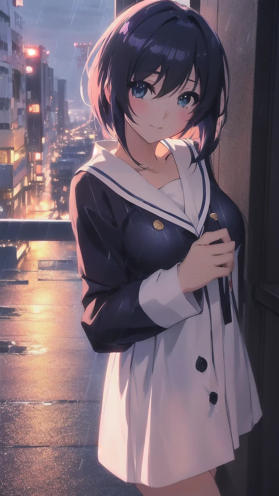Anime girl looking at the city in the rain, anime art wallpaper 4k yen, anime art wallpaper 4k, anime wallpaper 4k yen, anime wallpaper 4k, Anime Style 4k yen, anime art wallpaper 8k, 4k anime wallpaper, Ilya Kuvshinov. 4k yen, makoto shinkai. —h 2160, Anime Style. 8k