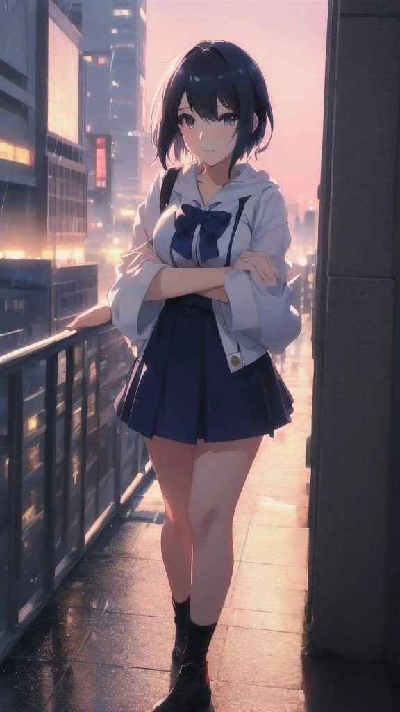 Anime girl looking at the city in the rain, anime art wallpaper 4k yen, anime art wallpaper 4k, anime wallpaper 4k yen, anime wallpaper 4k, Anime Style 4k yen, anime art wallpaper 8k, 4k anime wallpaper, Ilya Kuvshinov. 4k yen, makoto shinkai. —h 2160, Anime Style. 8k