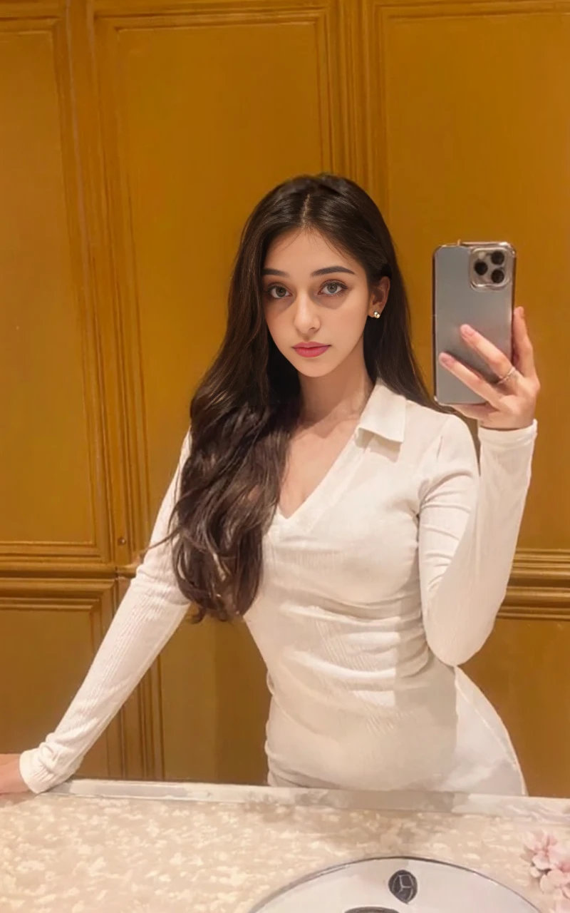 (Masterpiece, best quality, award winning, photorealistic, model photography :1.5), sharp focus shot, A beautiful European female youth, pretty girl, model, ig idol, delicate face, (slim body, slender:1.3), big breasts, beautiful eyes, no make-up, (bob hair:1.2). Wearing t-shirt and floral side slit skirt. Adorn with earrings, pendant and bracelets, in coffee cafe, smirking.