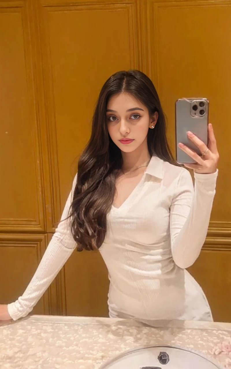 (Masterpiece, best quality, award winning, photorealistic, model photography :1.5), sharp focus shot, A beautiful European female youth, pretty girl, model, ig idol, delicate face, (slim body, slender:1.3), big breasts, beautiful eyes, no make-up, (bob hair:1.2). Wearing t-shirt and floral side slit skirt. Adorn with earrings, pendant and bracelets, in coffee cafe, smirking.