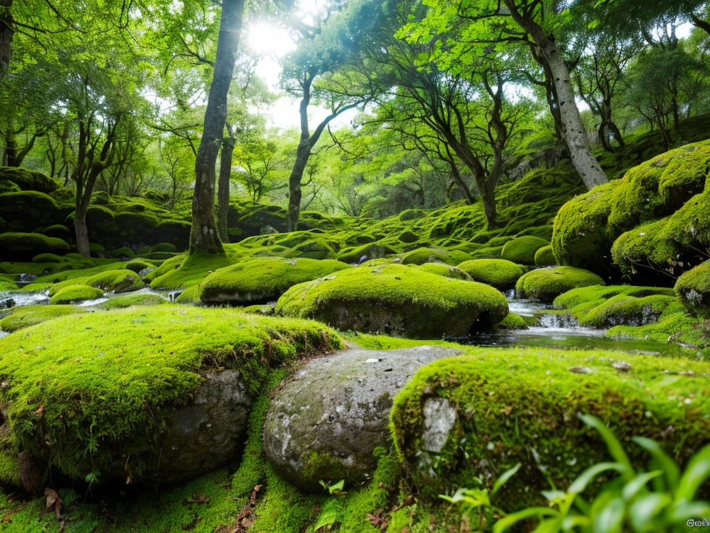 a lush green moss-covered stone, detailed texture of moss, mossy rocks, ancient weathered stone, beautiful natural scenery, overgrown with moss, serene forest landscape, soft natural lighting, vibrant green moss, detailed moss patterns, (best quality,4k,8k,highres,masterpiece:1.2),ultra-detailed,(realistic,photorealistic,photo-realistic:1.37),landscape,nature,green,moss,stone,forest,detailed,natural