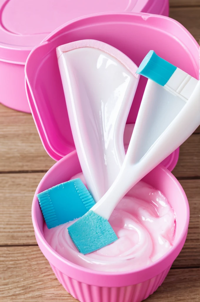 Pink container of toothpaste for periodontitis 