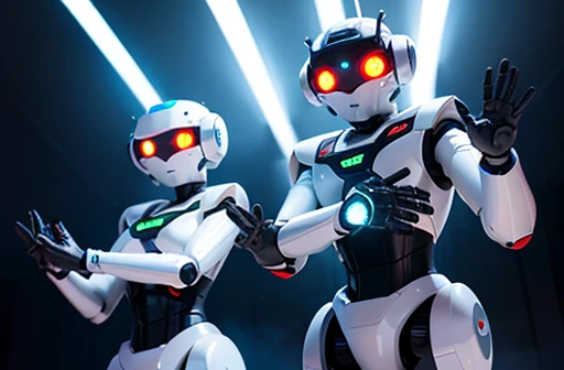 Two robots are ready to shoot laser from your hands. 